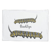 モナークの幼虫の漫画イラスト 枕カバー (裏面)