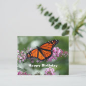 モナークオレンジ蝶の花の写真の誕生日 ポストカード (スタンド正面)