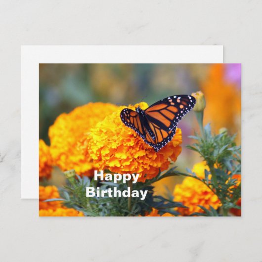 モナークバタフライのマリーゴールドの写真の誕生日 ポストカード (正面/裏面)