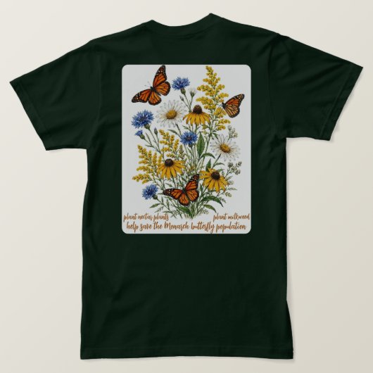 モナークバタフライを救おう Tシャツ (デザイン裏面)