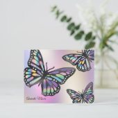 モナーク蝶のホログラム箔の羽 ポストカード (スタンド正面)