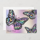 モナーク蝶のホログラム箔の羽 ポストカード (正面/裏面)