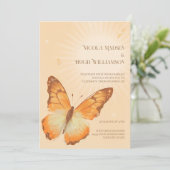 モナーク蝶の水彩画 ウェディング招待状 招待状 (スタンド正面)