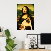 モナ・リサがパグを持って、パグ愛好家 ポスター (ホームオフィス)