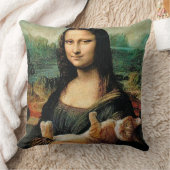 モナ・リサが猫猫好きを抱えている クッション (ブランケット)