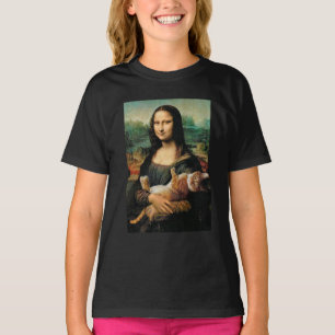 モナ・リサが猫猫好きを抱えている Tシャツ