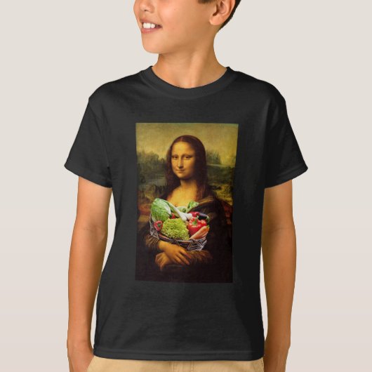 モナ・リサが野菜を大好き Tシャツ (正面)