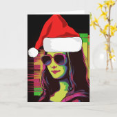 モナ・リサのユーモアあふれるクリスマスカード カード (黄色い花)