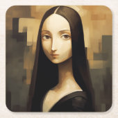 モナ・リサは、クラシックだけでなく、新しい。 スクエアペーパーコースター (正面)
