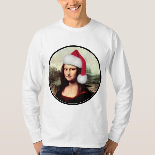 モナ・リサ サンタ ハット クリスマス Tシャツ (正面)