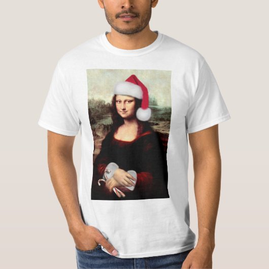 モナ・リサ サンタ ハット クリスマス Tシャツ (正面)