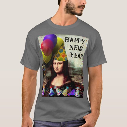 モナ・リサ サンタ ハット クリスマス Tシャツ (正面)