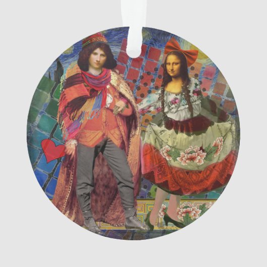 モナ・リサ ロマンチック ユニーク カラフル アートワーク オーナメント (裏面)