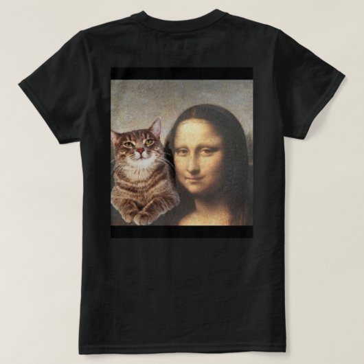 モナ・リザおよび猫の友達 Tシャツ (デザイン裏面)