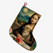 モナ・リザと彼女の猫 - 夏の雰囲気\ ラージクリスマスストッキング (正面 (吊り時))