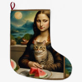 モナ・リザと彼女の猫 - 夏の雰囲気\ ラージクリスマスストッキング (正面)