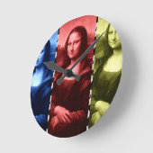 モナ・リザのアニマルプリントの原色 ラウンド壁時計 (傾斜)