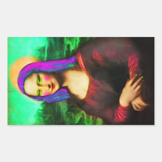 モナ・リザ女性 長方形シール (正面)