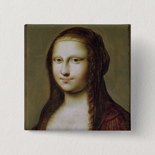 モナ・リザ著インスパイア女性のポートレート 缶バッジ (正面)