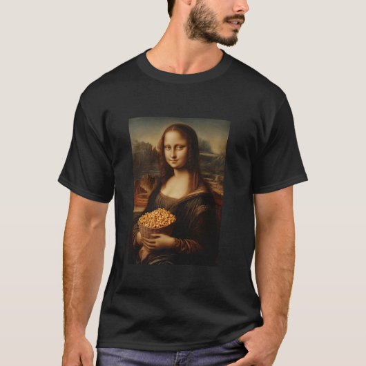 モナ・リザ おもしろイラスト 美人 マカロニチーズ Tシャツ (正面)