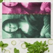 モナ・リザ アニマルプリント 緑 ピンク 紫 キッチンタオル (折り畳み)