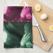 モナ・リザ アニマルプリント 緑 ピンク 紫 キッチンタオル (四つ折り)