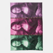 モナ・リザ アニマルプリント 緑 ピンク 紫 キッチンタオル (縦)