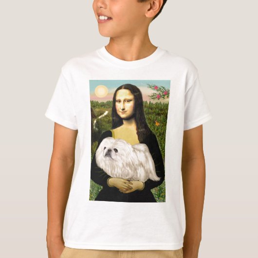 モナ・リザ - 白いペキニーズ (#4) Tシャツ (正面)
