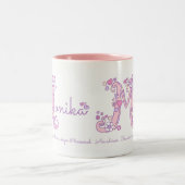モニカの一流の意味ハートの花Mのモノグラムのマグ ツートーンマグカップ (中央)