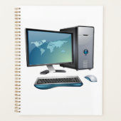 モニタ、キーボード、マウス付きデスクトップコンピュータ プランナー手帳 (正面)