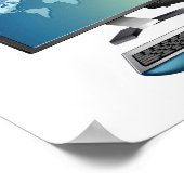 モニタ、キーボード、マウス付きデスクトップコンピュータ ポスター (角)