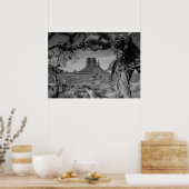 モニュメントバレーブラックアンドホワイト ポスター (キッチン)