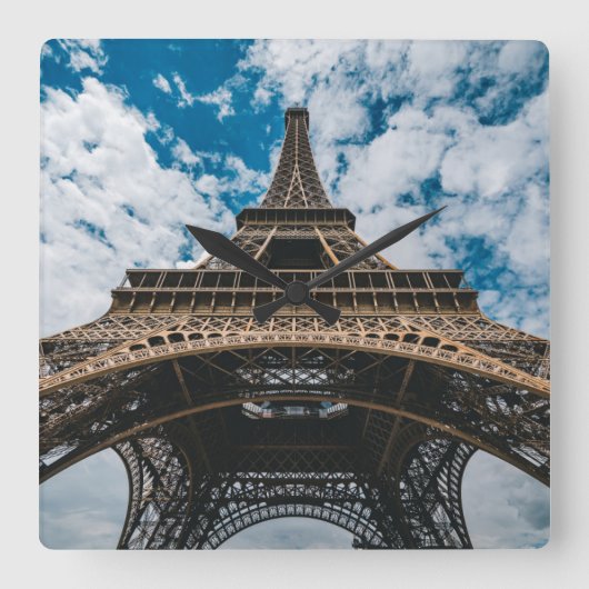 モニュメント |エッフェルタワーを見上げる スクエア壁時計 (正面)