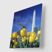 モニュメント |ワシントン記念碑の春 スクエア壁時計 (傾斜)