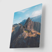 モニュメント | Machu Picchu，ペルー スクエア壁時計 (傾斜)