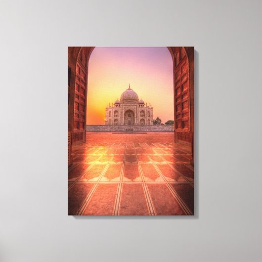 モニュメント | Taj Mahal, India at Sunset キャンバスプリント (正面)