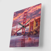 モニュメント | The Golden Gate San Francisco, CA スクエア壁時計 (傾斜)