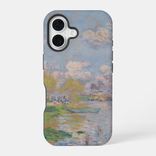 モネによるセーヌ川の春　印象派 iPhone 16ケース (裏面)