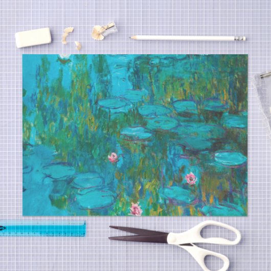 モネによるニンフ、印象派の本物絵画の 薄葉紙 (クラフト)