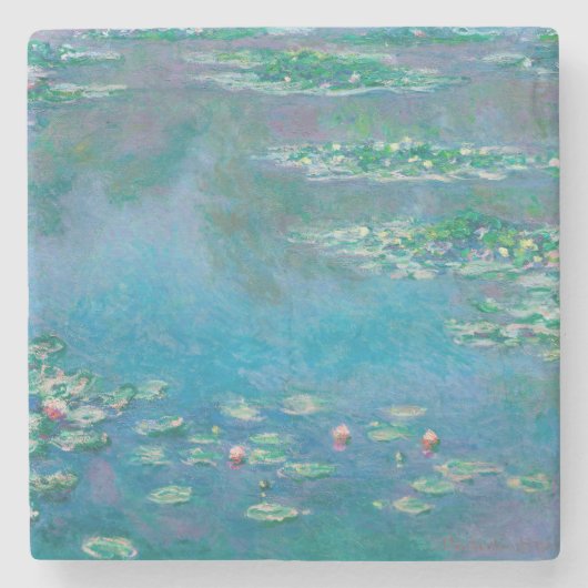 モネによる「《植物》スイレン」付きストーンコースター ストーンコースター (正面)