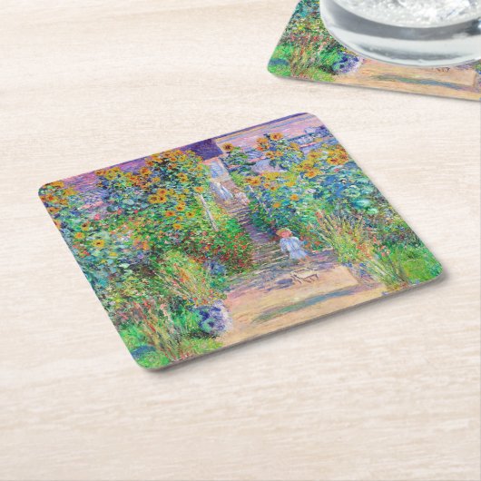 モネのアーティストガーデン スクエアペーパーコースター (アングル)