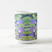 モネのスタイルの池のユリの花 コーヒーマグカップ (中央)