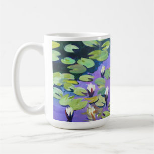 モネのスタイルの池のユリの花 コーヒーマグカップ
