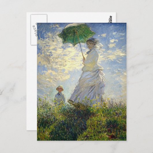 モネのパラソル付き女性(散歩) ポストカード (正面/裏面)