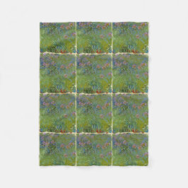 モネのヴィンテージの花の庭の花瓶のブーケの名画 フリースブランケット
