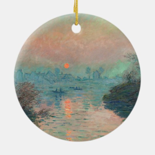 モネの夕焼けの印象派芸術作品 セラミックオーナメント (裏面)