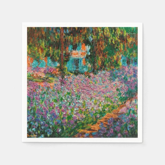 モネの庭のアイリス 花 スタンダードカクテルナプキン (正面)