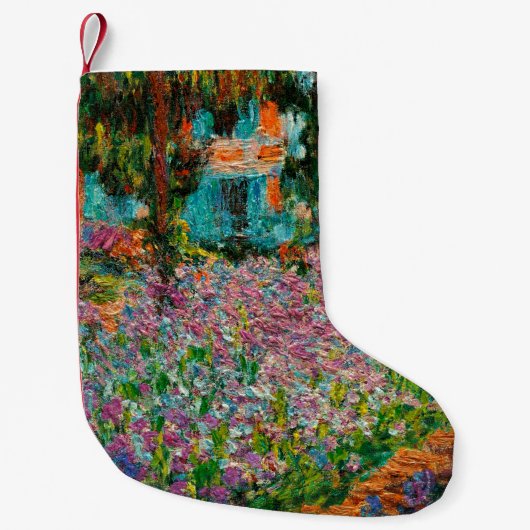 モネの庭のアイリス 花 スモールクリスマスストッキング (正面)