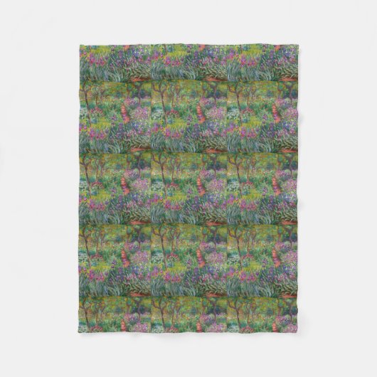 モネの庭のヴィンテージ フラワー 有名な芸術家 フリースブランケット (正面)