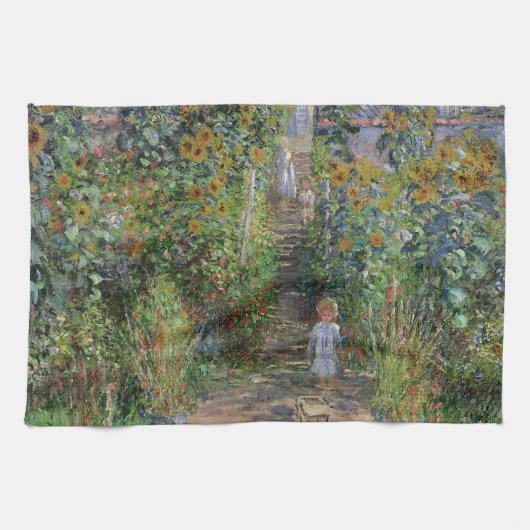 モネの庭 ヴェテュイユの印象派絵画 キッチンタオル (横)
